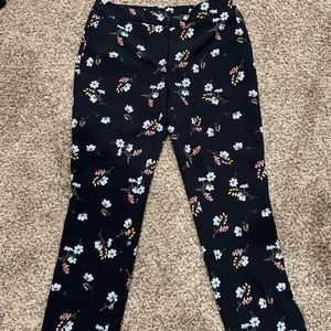 Cynthia Rowley Floral Printed Pants Navy Stretchy Size 8